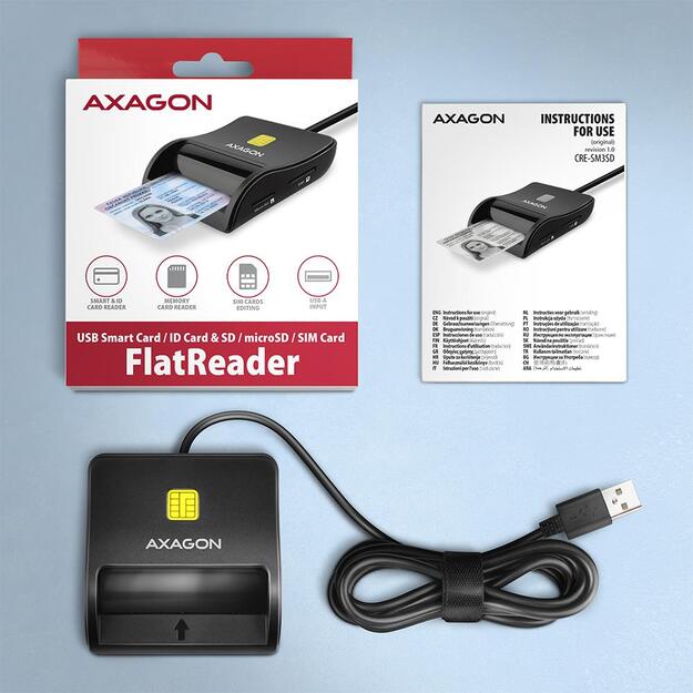 CARD READER FLAT SMARTCARD 4SL/USB2.0 1.3M CRE-SM3SD AXAGON 9