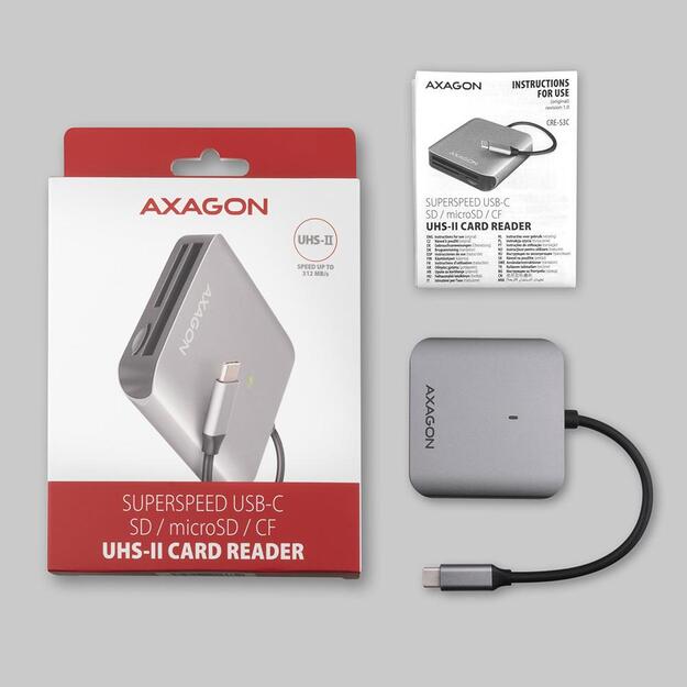 CARD READER USB-C 3-SLOT/SD/MICROSD/CF CRE-S3C AXAGON 9