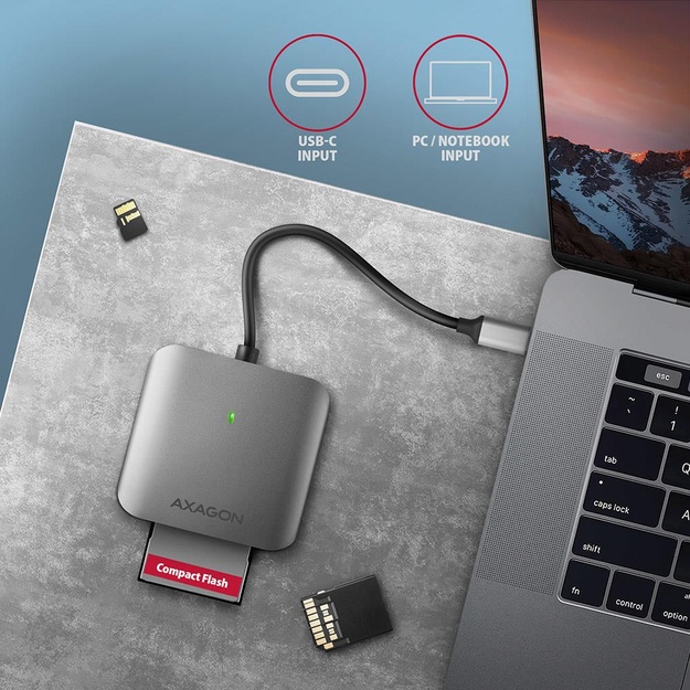 CARD READER USB-C 3-SLOT/SD/MICROSD/CF CRE-S3C AXAGON
