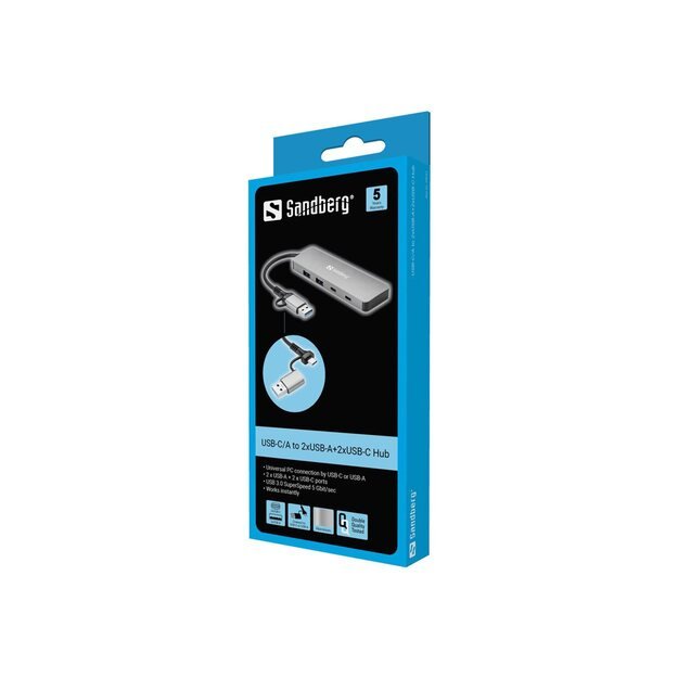 SANDBERG USB-C/A to 2xUSB-A+2xUSB-C Hub