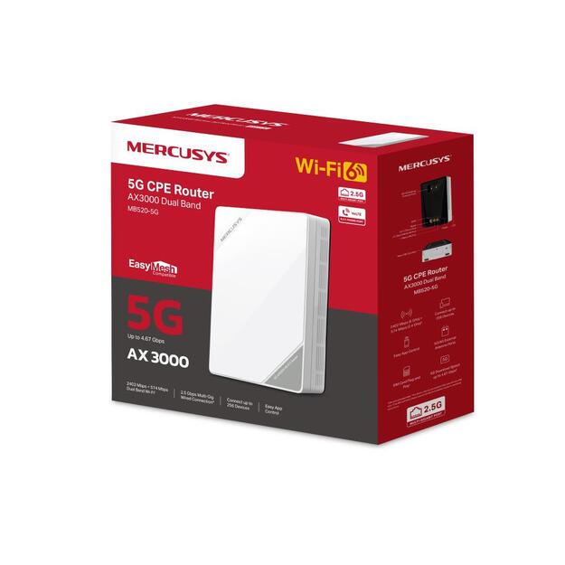 Wireless Router|MERCUSYS|3000 Mbps|LAN \ WAN ports 1|MB520-5G 8