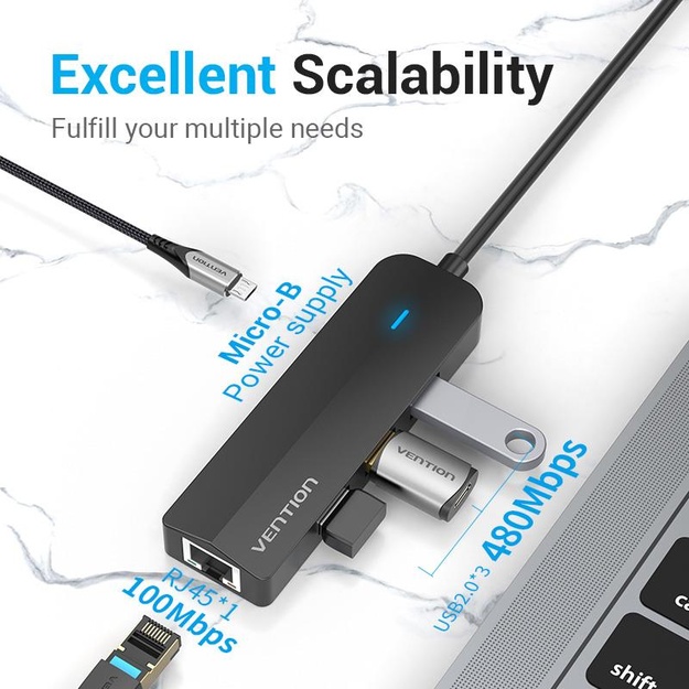 I/O HUB 5-IN-1 USB-C/0.15M TGOBB VENTION