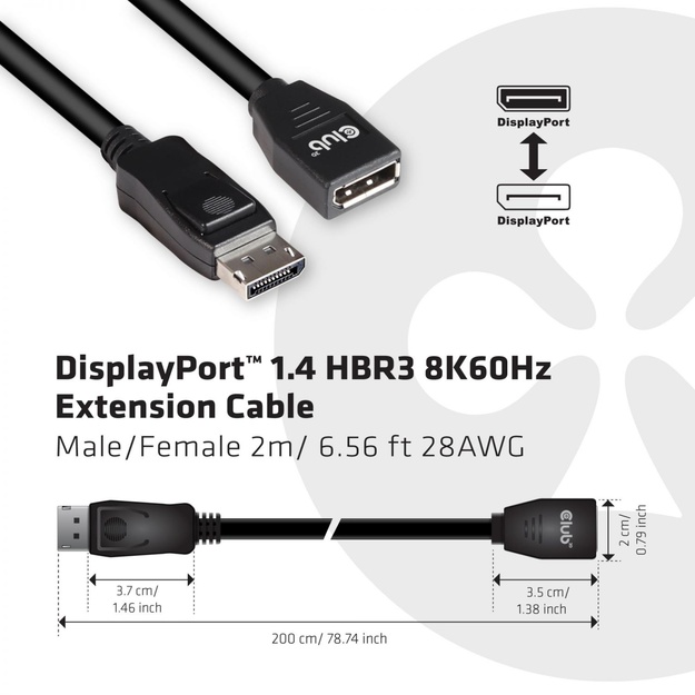 CABLE DP TO DP 2M/M/F CAC-1022 CLUB3D