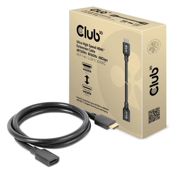 CABLE HDMI TO HDMI 1M/M/F CAC-1322 CLUB3D 2