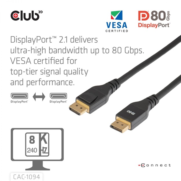 CABLE DP TO DP 2M/CAC-1094 CLUB3D