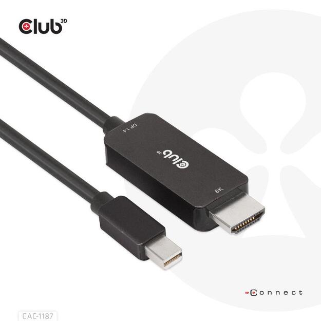 CABLE MINIDP TO HDMI 1.8M/M/M CAC-1187 CLUB3D 1