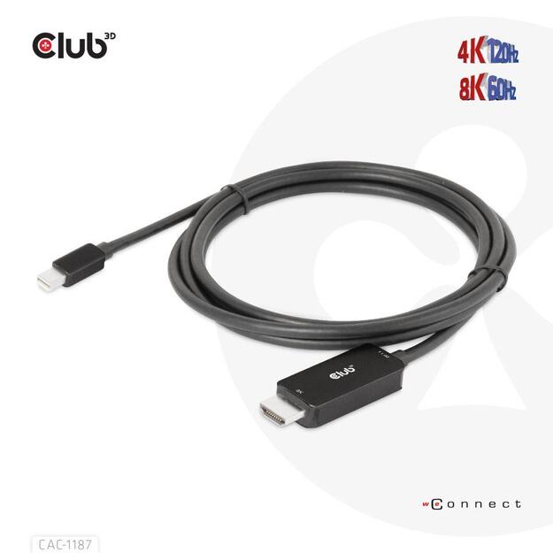 CABLE MINIDP TO HDMI 1.8M/M/M CAC-1187 CLUB3D 2
