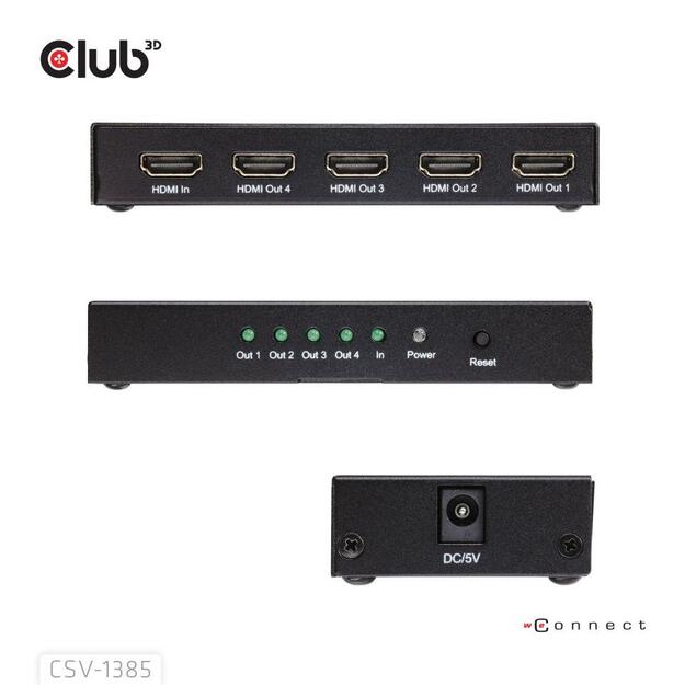 I/O VIDEO SPLITTER HDMI 4PORT/4K 120HZ CSV-1385 CLUB3D 2