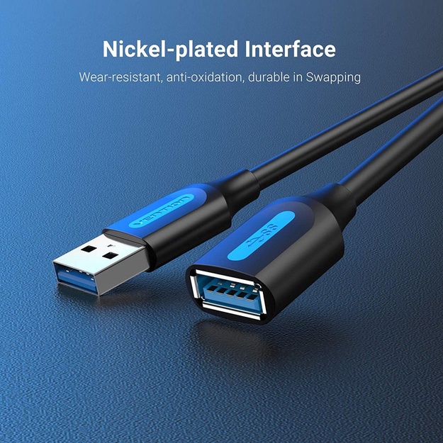 CABLE USB3.0 MALE TO FEMALE/2M BLACK CBHBH VENTION