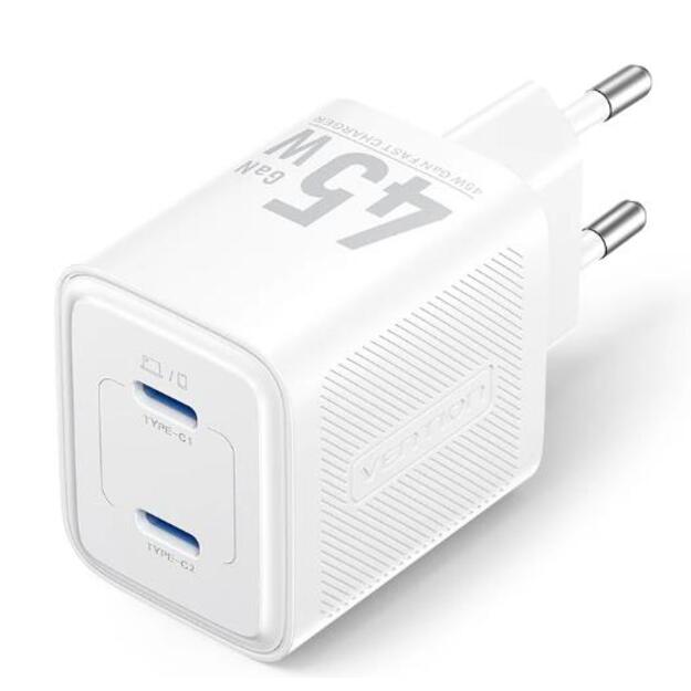 MOBILE CHARGER WALL 45W USB-C/2P WHITE FEFW0-EU VENTION
