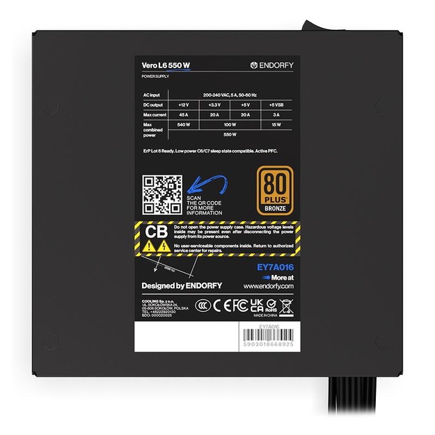 Power Supply|ENDORFY|ATX|PC|200 - 240 V|550 W|EY7A016