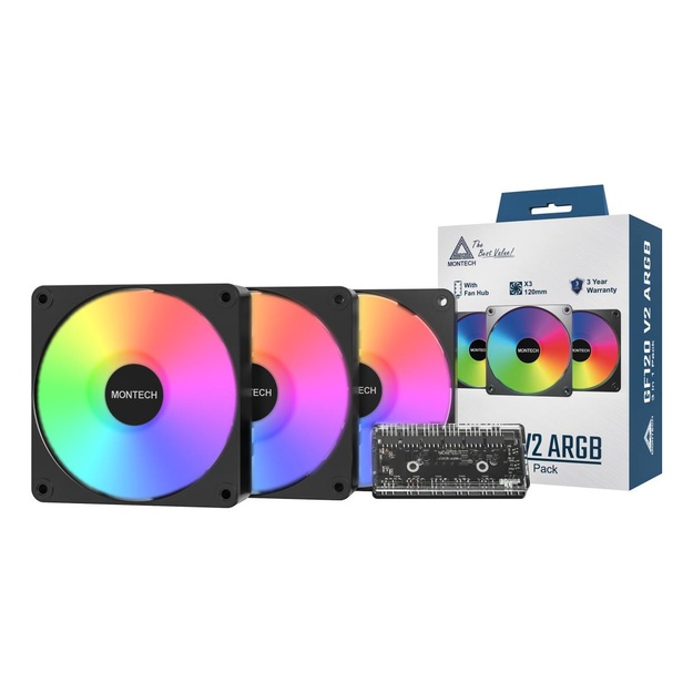 CASE FAN 120MM GF120 V2/ARGB PWM 3I1(B) MONTECH
