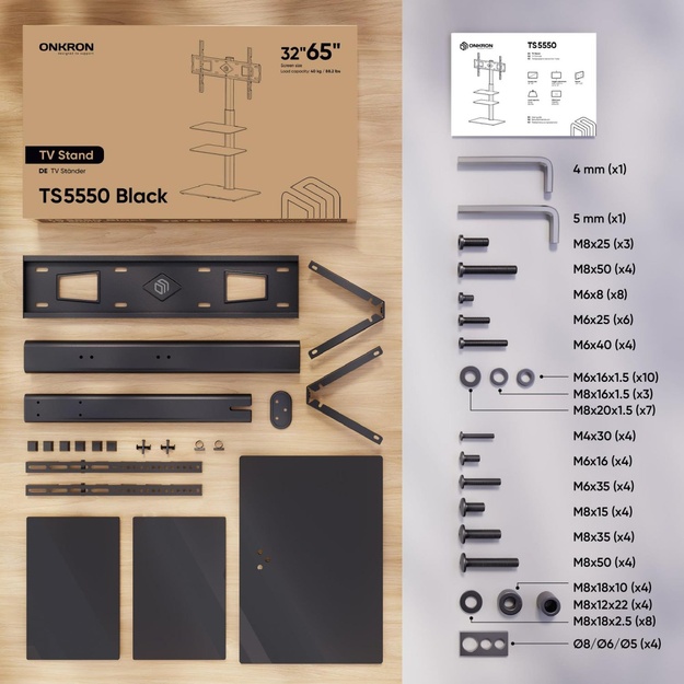 TV SET ACC FLOOR STAND /32-65 /BLACK TS5550-B ONKRON