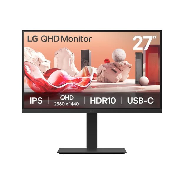 LG 27BA75QB-B.AEU 27inch IPS QHD 16:9 100Hz 350cd/m2 5ms HDMI DP USB-C 2x5W Speakers Headphone out KVM Ethernet Auto Pivot