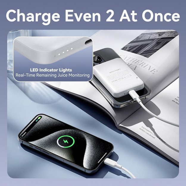POWER BANK WRL 5000MAH 20W/MAGNETIC BLACK FHSB0 VENTION