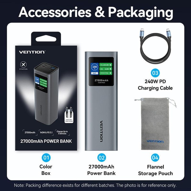 POWER BANK USB 27000MAH 140W/FKEH0 VENTION