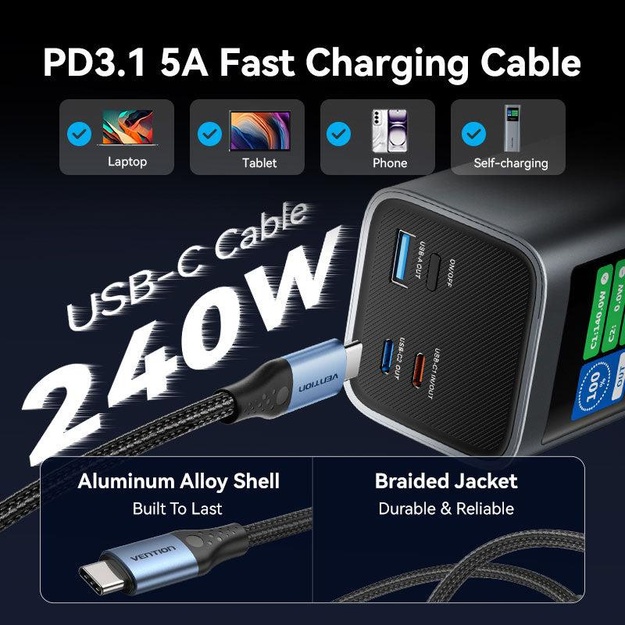 POWER BANK USB 27000MAH 140W/FKEH0 VENTION