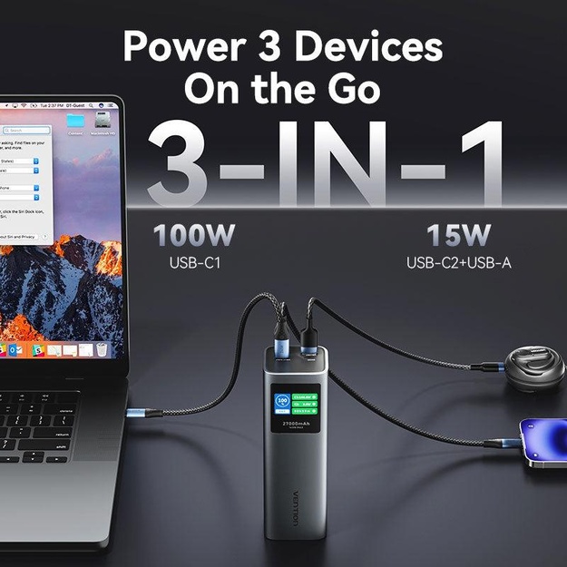 POWER BANK USB 27000MAH 140W/FKEH0 VENTION