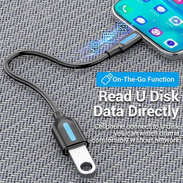 CABLE USB3.1C MALE TO A FEMALE/0.15M BLACK CCVBB VENTION