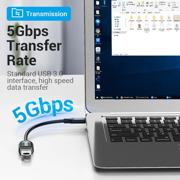CABLE USB3.1C MALE TO A FEMALE/0.15M BLACK CCVBB VENTION