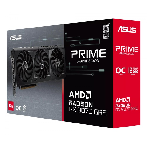 Graphics Card|ASUS|AMD|Radeon RX 9070 GRE|2280 MHz|12 GB|GDDR6|192 bit|PCI Express 5.0|Active|PRIME-RX9070GRE-O12G