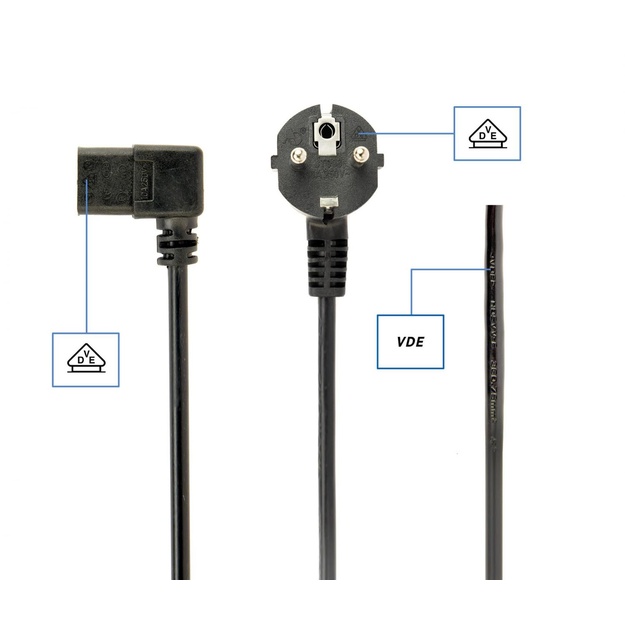 CABLE POWER ANGLED C13 1.8M/PC-186A-075-1.8M GEMBIRD