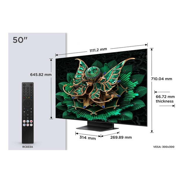 TV Set|TCL|50  |4K Ultra HD|3840 x 2160 pixels|Flat|16:9|QD-Mini LED|50C7K