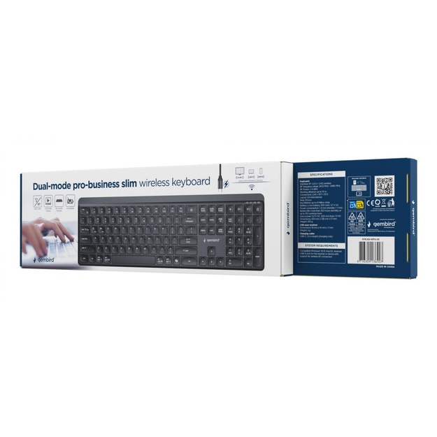 KEYBOARD WRL SLIM 2.4G+BT US/KB-WPS-03 GEMBIRD