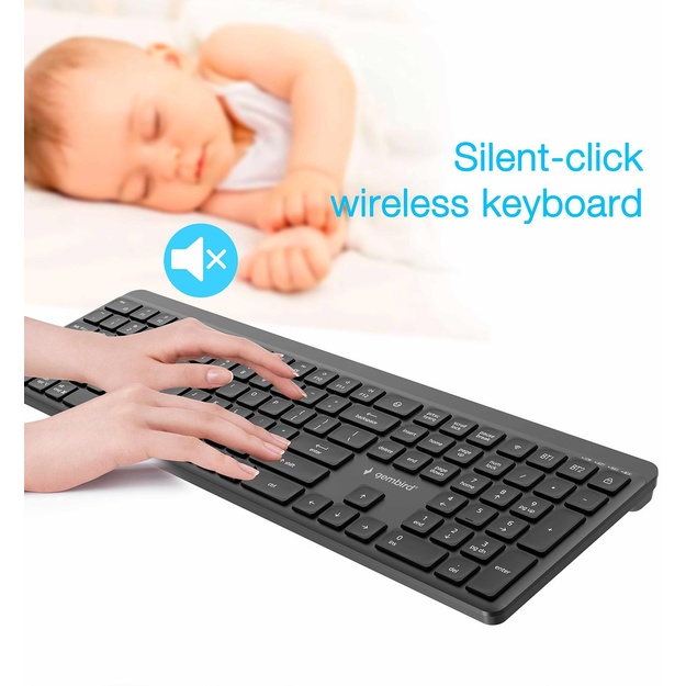 KEYBOARD WRL SLIM 2.4G+BT US/KB-WPS-03 GEMBIRD