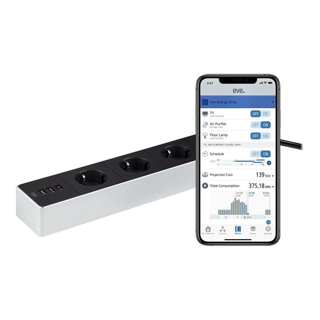 EVE Energy Strip - Connected Triple Outlet for Apple HomeKit