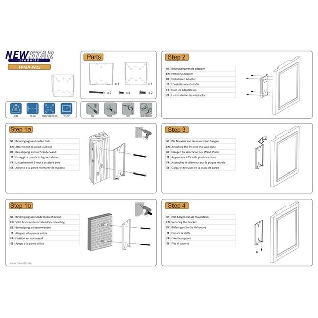 Televizoriaus laikiklis sieninis SILVER/10-30  FPMA-W25 NEOMOUNTS