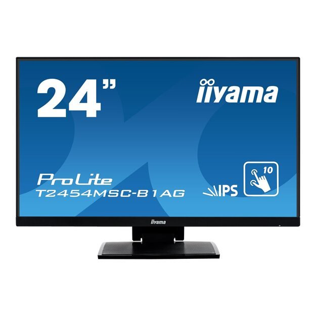 IIYAMA ProLite T2454MSC-B1AG 61cm 24inch PCAP 10-Points Touch Screen Anti Glare coating 1920x1080 IPS-panel Slim Bezel HDMI