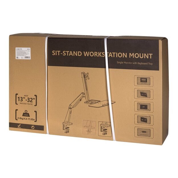LOGILINK BP0040 LOGILINK - Sit-stand workstation monitor desk mount,13-32, max. 8 kg
