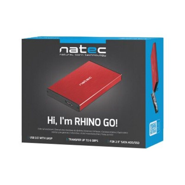 NATEC NKZ-1279 Natec external enclosure RHINO GO for 2,5 SATA, USB 3.0, Red