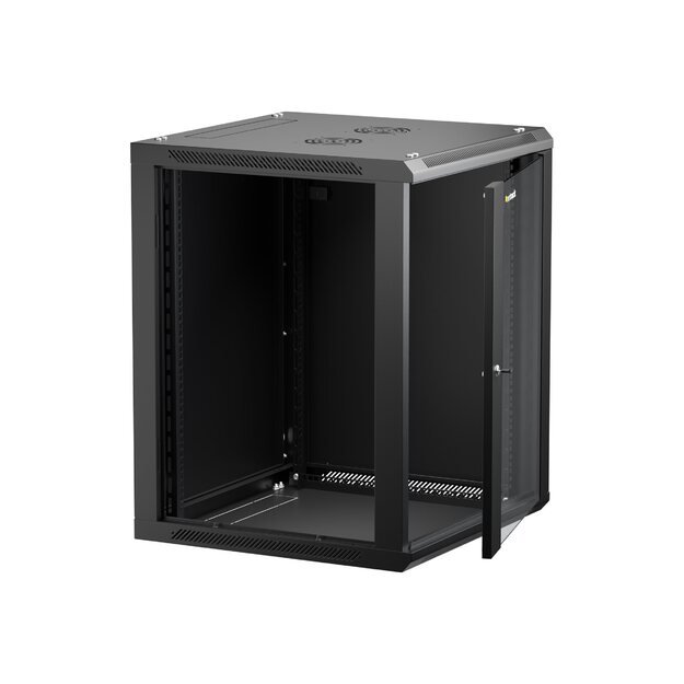 NETRACK 019-150-66-022 Netrack wall/hanging cabinet 19,15U/600 mm,glass door,black,remov. side pan.