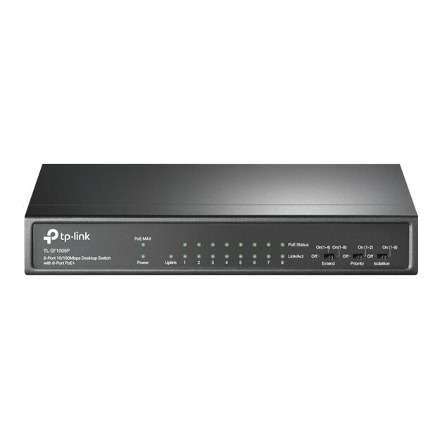 Komutatorius TP-LINK TL-SF1009P Desktop 9x10Base-T 100Base-TX PoE+ ports 8