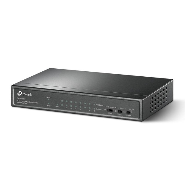 Komutatorius TP-LINK TL-SF1009P Desktop 9x10Base-T 100Base-TX PoE+ ports 8