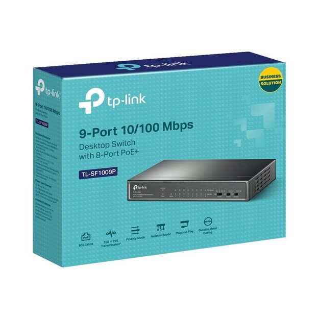 Komutatorius TP-LINK TL-SF1009P Desktop 9x10Base-T 100Base-TX PoE+ ports 8