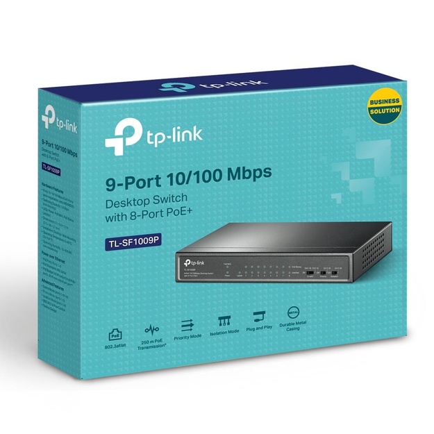 Komutatorius TP-LINK TL-SF1009P Desktop 9x10Base-T 100Base-TX PoE+ ports 8