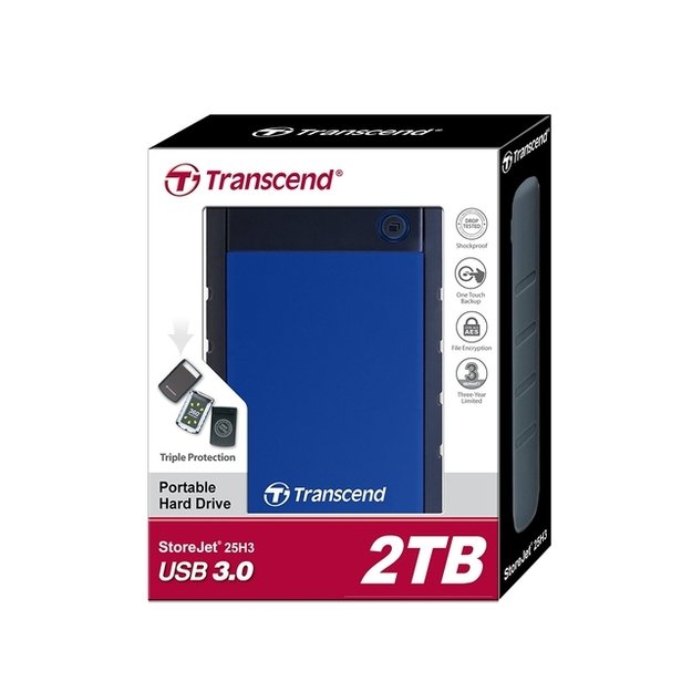 Išorinis kietasis diskas HDD TRANSCEND 2TB StoreJet 6.4cm 2.5inch H3B USB 3.0 blau