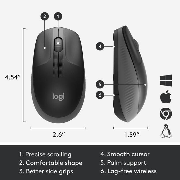 Kompiuterinė pelė belaidė OPTICAL WRL M190/CHARCOAL 910-005905 LOGITECH 30