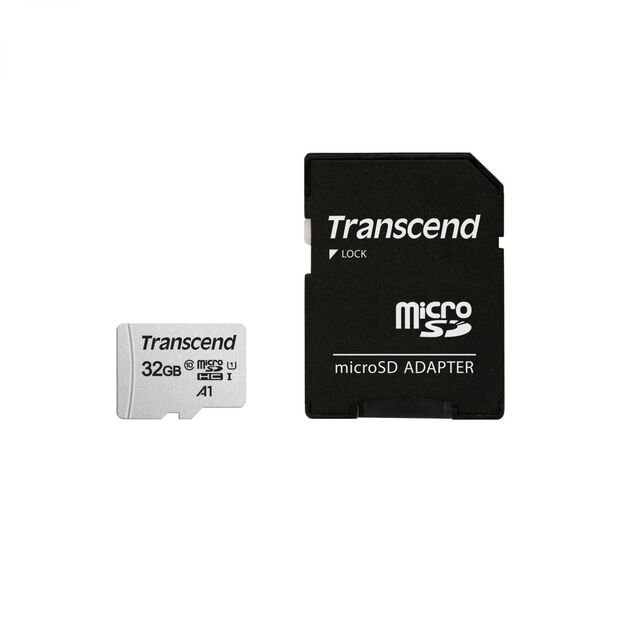 Atminties kortelė su adapteriu MEMORY MICRO SDHC 32GB W/ADAPT/C10 TS32GUSD300S-A TRANSCEND 2