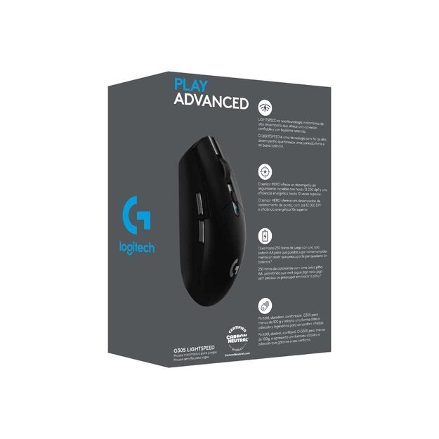 Kompiuterinė pelė belaidė LOGITECH G305 Recoil Gaming Mouse - BLACK - EWR2 6
