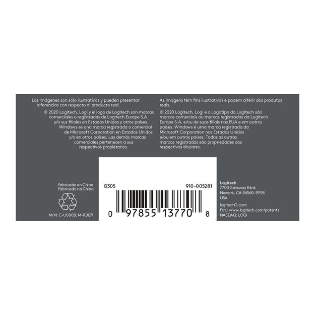 Kompiuterinė pelė belaidė LOGITECH G305 Recoil Gaming Mouse - BLACK - EWR2 10