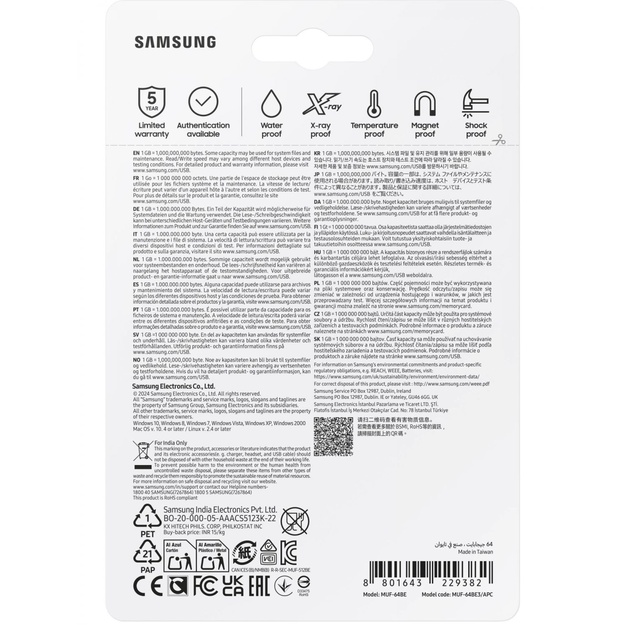 USB raktas MEMORY DRIVE FLASH USB3.1 64GB/BAR PLUS MUF-64BE3/APC SAMSUNG