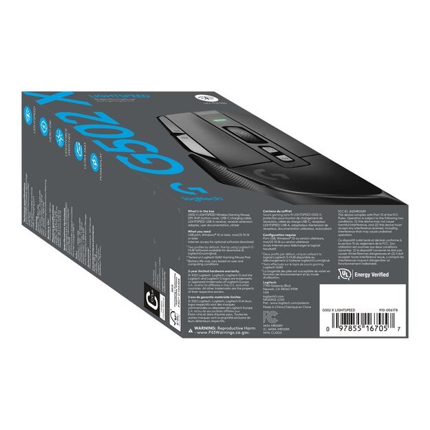 Kompiuterinė pelė belaidė LOGITECH G502 X LIGHTSPEED - BLACK/CORE - EER2 50