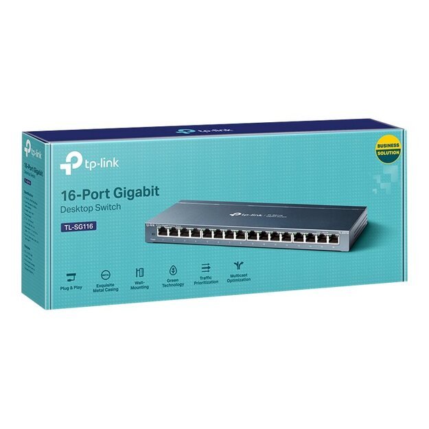 Komutatorius TP-LINK 16-Port Gigabit Desktop RJ45 Ports Desktop Steel Case