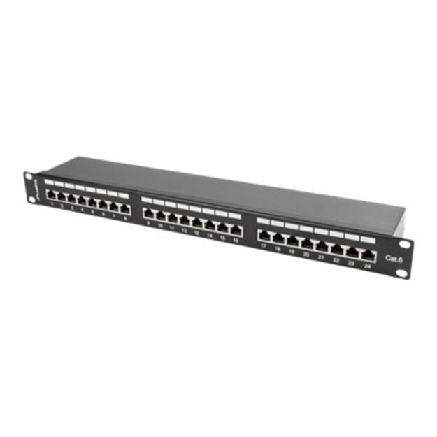 Komutacinė panelė LANBERG PPS6-1024-B 24 port 1U, cat. 6, shielded, black