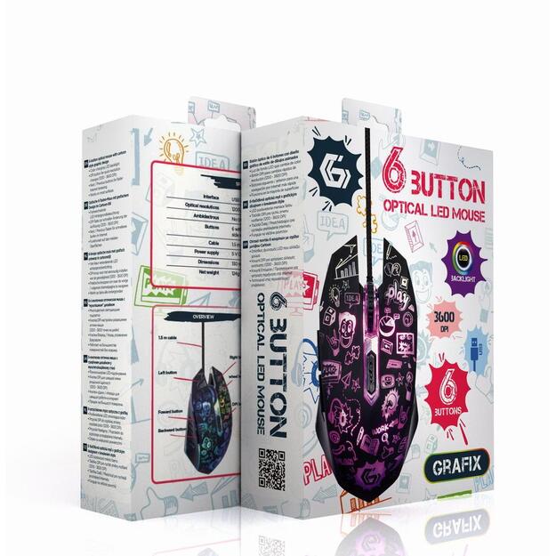 Kompiuterinė pelė laidinė MOUSE USB OPTICAL BLACK/MUS-6B-GRAFIX-01 GEMBIRD 10