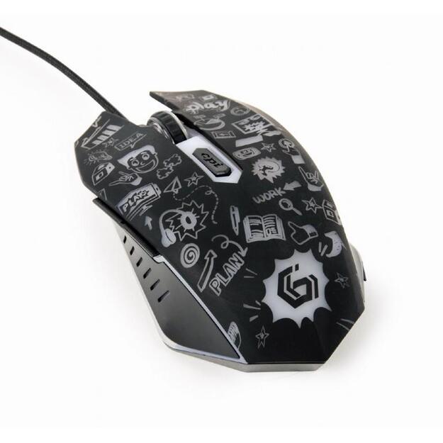 Kompiuterinė pelė laidinė MOUSE USB OPTICAL BLACK/MUS-6B-GRAFIX-01 GEMBIRD